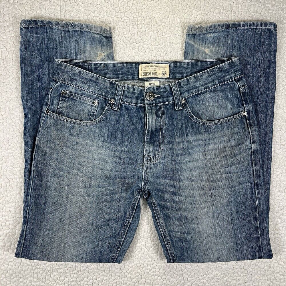 VTG Ecko Unltd Jeans 714 Straight Fit Men’s 32x32 Blue Y2K Grunge‎ Streetwear